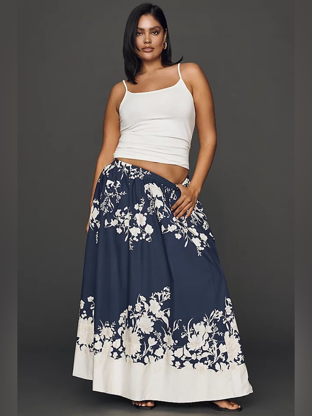 NWT Size 3X - Maeve Jacie Poplin Printed Maxi Skirt Cotton w Pockets (US$ 158)